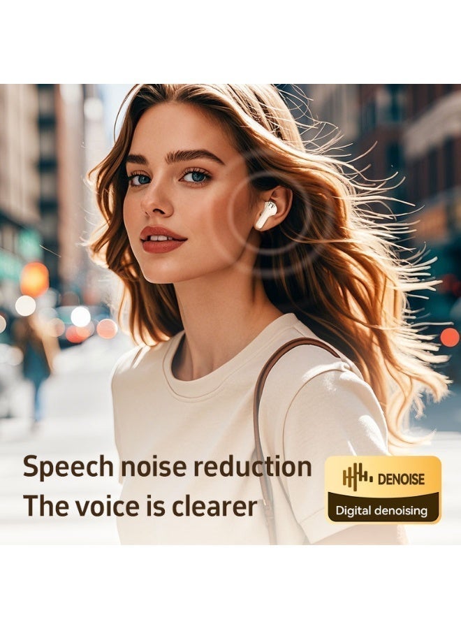 جليرو سماعات أذن لاسلكية (Earbuds) بتقنية Bluetooth 5.4، صوت ستيريو HiFi، تشغيل لمدة 50 ساعة، شاشة رقمية LED، مزودة بخاصية إلغاء الضوضاء (ENC)، ​​مقاومة للماء بمعيار IPX7 - مثالية للصالة الرياضية/الجري/العمل (اللون البيج) - Image 5