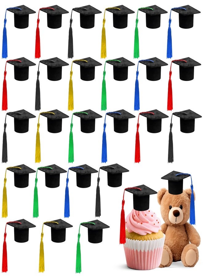 KatchOn, Mini Graduation Hats Decorations - Pack of 25 | Multi Mini Graduation Caps With Tassels | Graduation Hats Decoration For Graduation Caps For Bouquets | Graduation Decorations 2025 - Image 1