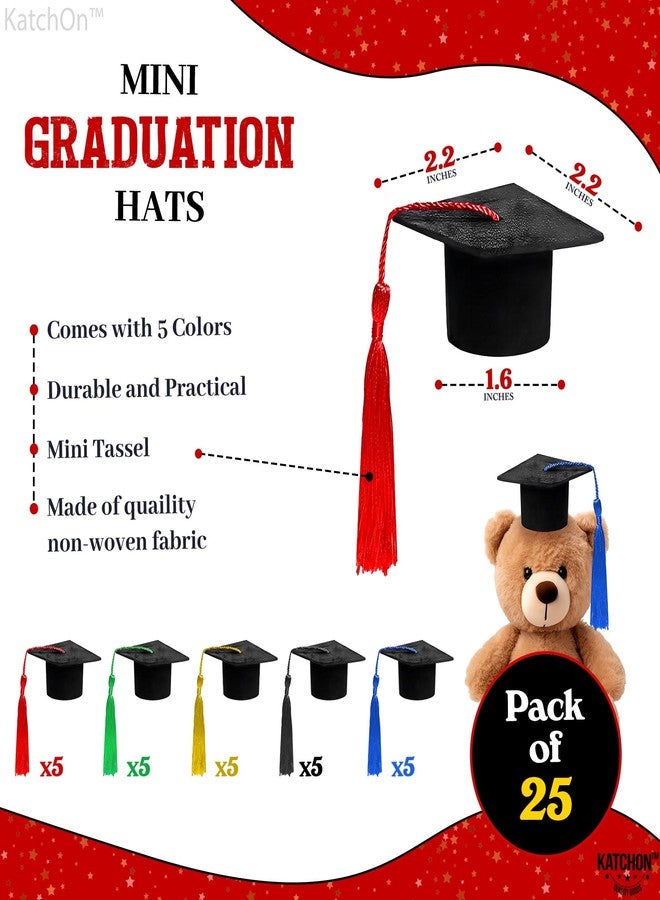 KatchOn, Mini Graduation Hats Decorations - Pack of 25 | Multi Mini Graduation Caps With Tassels | Graduation Hats Decoration For Graduation Caps For Bouquets | Graduation Decorations 2025 - Image 2