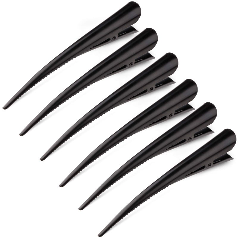 GLAMFIELDS Large Long Alligator Hair Clips for Styling Salon Sectioning, GLAMFIELDS 5 inch Rust-Proof Durable Non-Slip Duckbill Metal Clips for Women Thick and Thin Hair (6 Pack) Black - Image 1