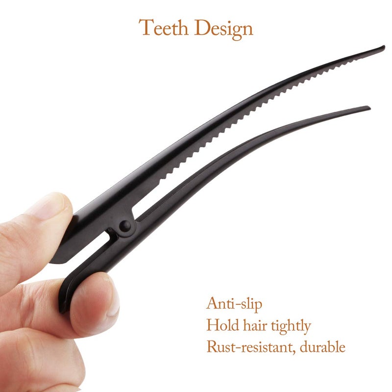GLAMFIELDS Large Long Alligator Hair Clips for Styling Salon Sectioning, GLAMFIELDS 5 inch Rust-Proof Durable Non-Slip Duckbill Metal Clips for Women Thick and Thin Hair (6 Pack) Black - Image 2