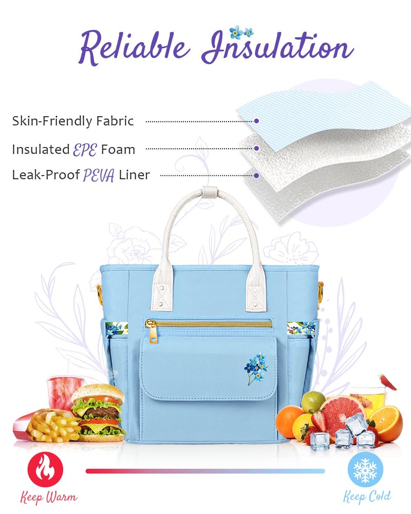 GLORIEROO Deluxe Insulated Lunch Box Bag Women - Leakproof Waterproof Cooler with Multi Pockets Removable Strap for Work Picnic - Teacher Mothers Day Christmas Birthday Gifts - Image 4