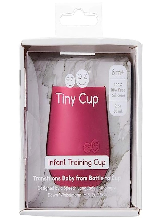 ezpz Tiny Cup - 100% Silicone Drinking Training Open Cup for Baby/Infants - Designed by a Pediatric Feeding Specialist - Soft Non-Slip Grip - Weighted Base & Tactile Bumps - 59 ml, 4 Months+ (Pink) - Image 3