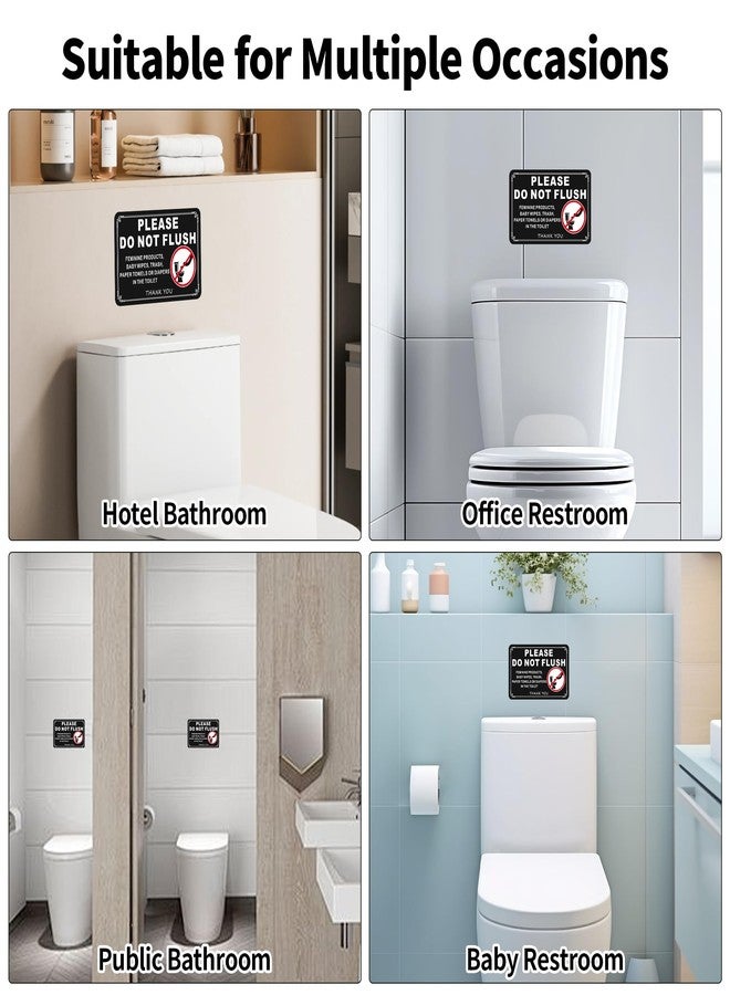 Frohllia (2 Pack) Do Not Flush Sign - 7.5x5 Inches Acrylic Bathroom Rules Sign with Strong Self-Adhesive, No Drilling Needed - Ideal for Restrooms, Toilets, Public Washrooms, Hotels & Home Use (Black) - Image 5