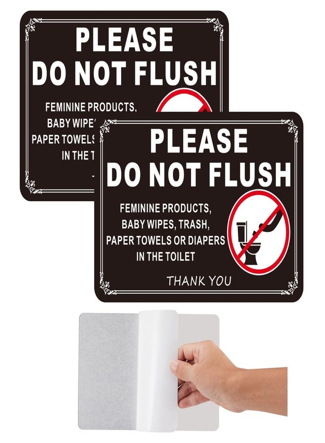 Frohllia (2 Pack) Do Not Flush Sign - 7.5x5 Inches Acrylic Bathroom Rules Sign with Strong Self-Adhesive, No Drilling Needed - Ideal for Restrooms, Toilets, Public Washrooms, Hotels & Home Use (Black) - Image 1