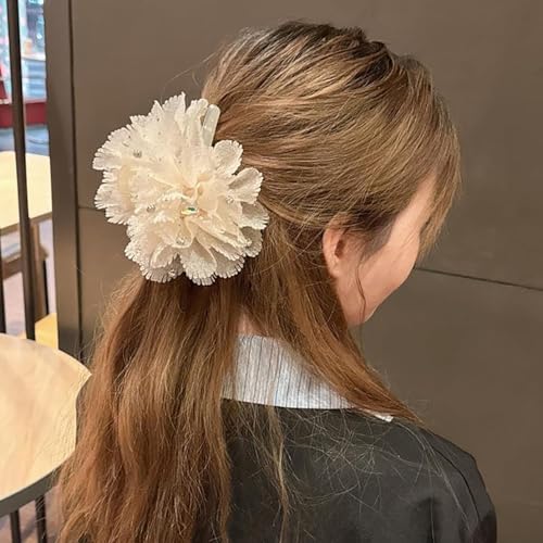 Melodio 2PCS Chiffon Flower Hair Claw Clip for Women, Large Fabric Floral Hair Accessories, Elegant Non-Slip Jaw Claw for Thick Hair, Stylish Updo Hair Clamp - Image 2