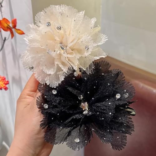Melodio 2PCS Chiffon Flower Hair Claw Clip for Women, Large Fabric Floral Hair Accessories, Elegant Non-Slip Jaw Claw for Thick Hair, Stylish Updo Hair Clamp - Image 4