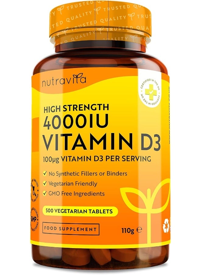 Nutravita Nutravita Vitamin D 4000 IU - 500 Micro Tablets - Max Strength - High Strength Vegetarian VIT D3  - Image 1