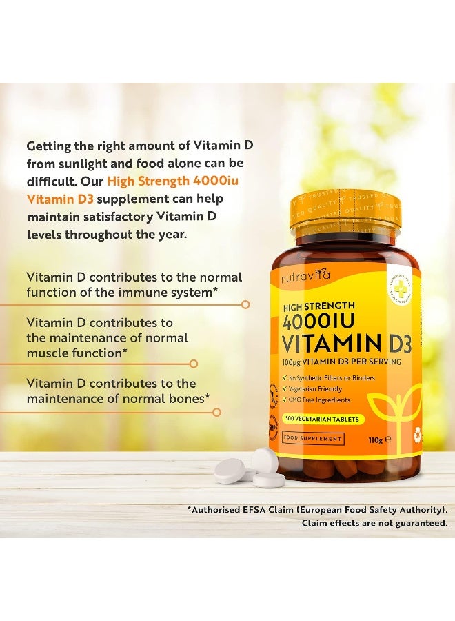 Nutravita Nutravita Vitamin D 4000 IU - 500 Micro Tablets - Max Strength - High Strength Vegetarian VIT D3  - Image 2
