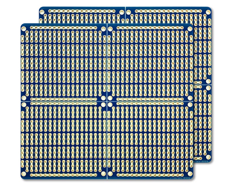 ElectroCookie Snappable PCB, Strip Board with Power Rails for Electronics Projects Compatible for DIY Arduino Soldering Projects, Gold-Plated, 3.8"x3.5" (2 Pack, Blue) - Image 5