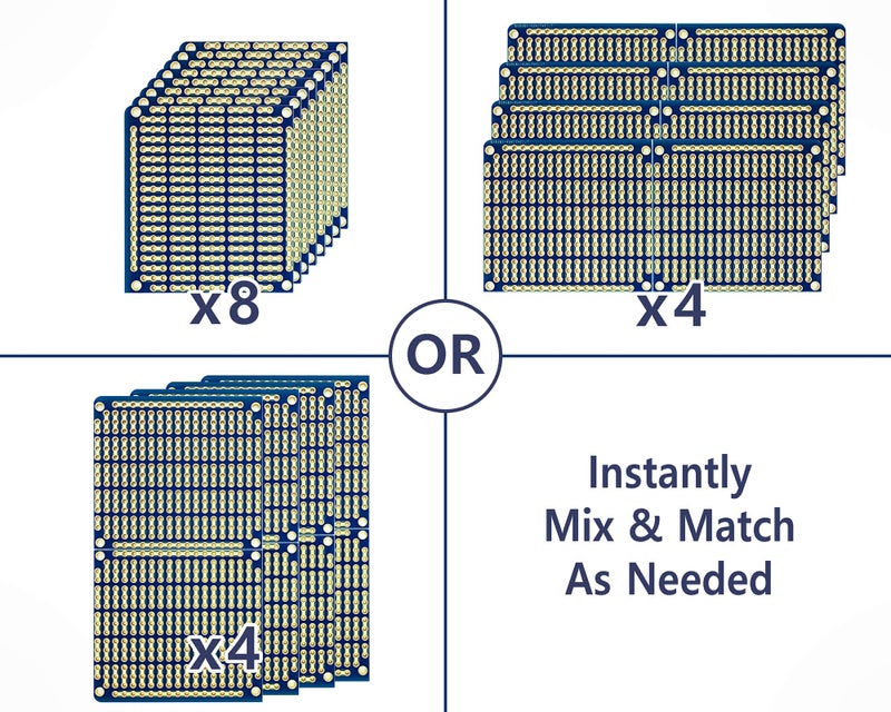 ElectroCookie Snappable PCB, Strip Board with Power Rails for Electronics Projects Compatible for DIY Arduino Soldering Projects, Gold-Plated, 3.8"x3.5" (2 Pack, Blue) - Image 3