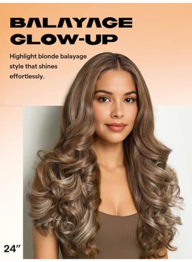 GORGIUS Glueless Loose Body Wave Lace Front Wigs Blonde with Brown Highlight Synthetic Hair Pre Cut Pre Plucked Middle Part Closure Wig For Women Natural Hairline 24 Inch - Image 3