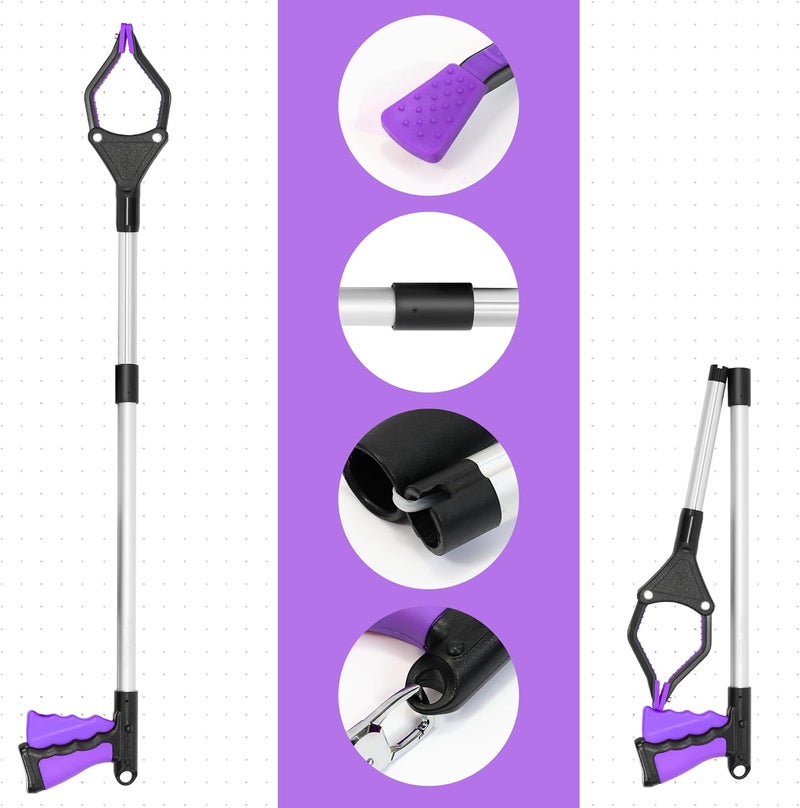 GrabRunner 32 inch Folding Reacher Grabber Tool with Magnet for Seniors, Disabled, After Surgery Recovery(Purple) - Image 5