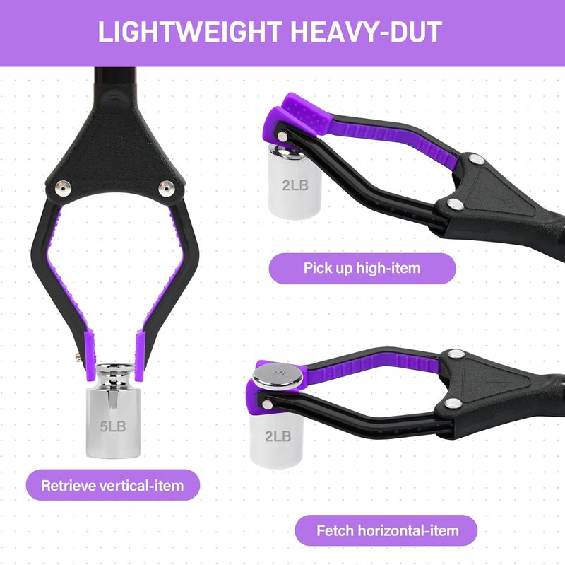 GrabRunner 32 inch Folding Reacher Grabber Tool with Magnet for Seniors, Disabled, After Surgery Recovery(Purple) - Image 4