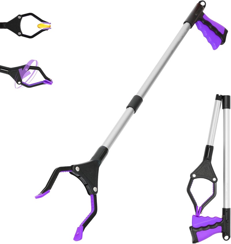 GrabRunner 32 inch Folding Reacher Grabber Tool with Magnet for Seniors, Disabled, After Surgery Recovery(Purple) - Image 1