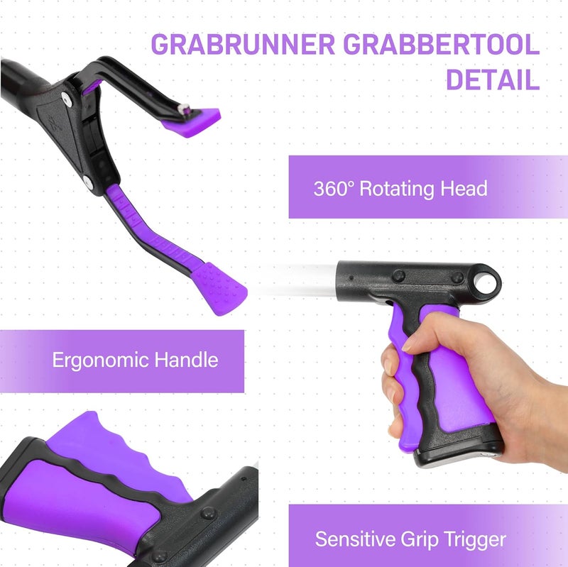 GrabRunner 32 inch Folding Reacher Grabber Tool with Magnet for Seniors, Disabled, After Surgery Recovery(Purple) - Image 3
