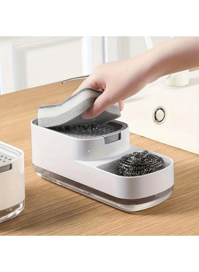 Gray Automatic Dishwashing Liquid Dispenser Press Box With Sponge Cleaning Tool - Image 5