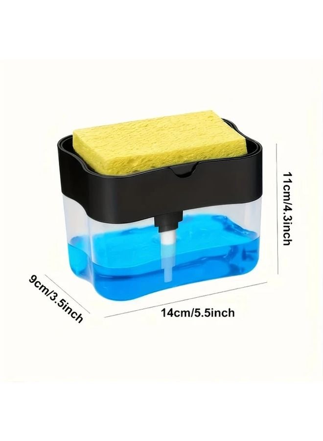 Gray Automatic Dishwashing Liquid Dispenser Press Box With Sponge Cleaning Tool - Image 4