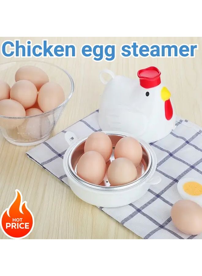 White Chicken Egg Steamer Microwave Safe Poacher Easy Clean Durable Reusable - Image 5