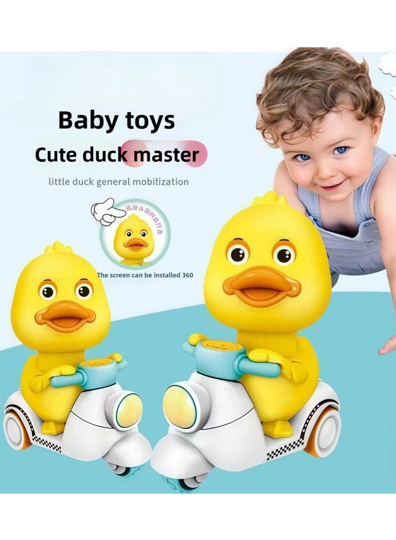 2 animal cartoon cars suitable for children aged 1, 2, and 3, including baby duck toy cars and inertia powered children's toy cars  - Image 1