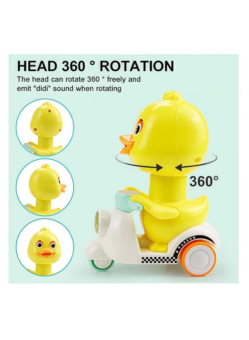 2 animal cartoon cars suitable for children aged 1, 2, and 3, including baby duck toy cars and inertia powered children's toy cars  - Image 3