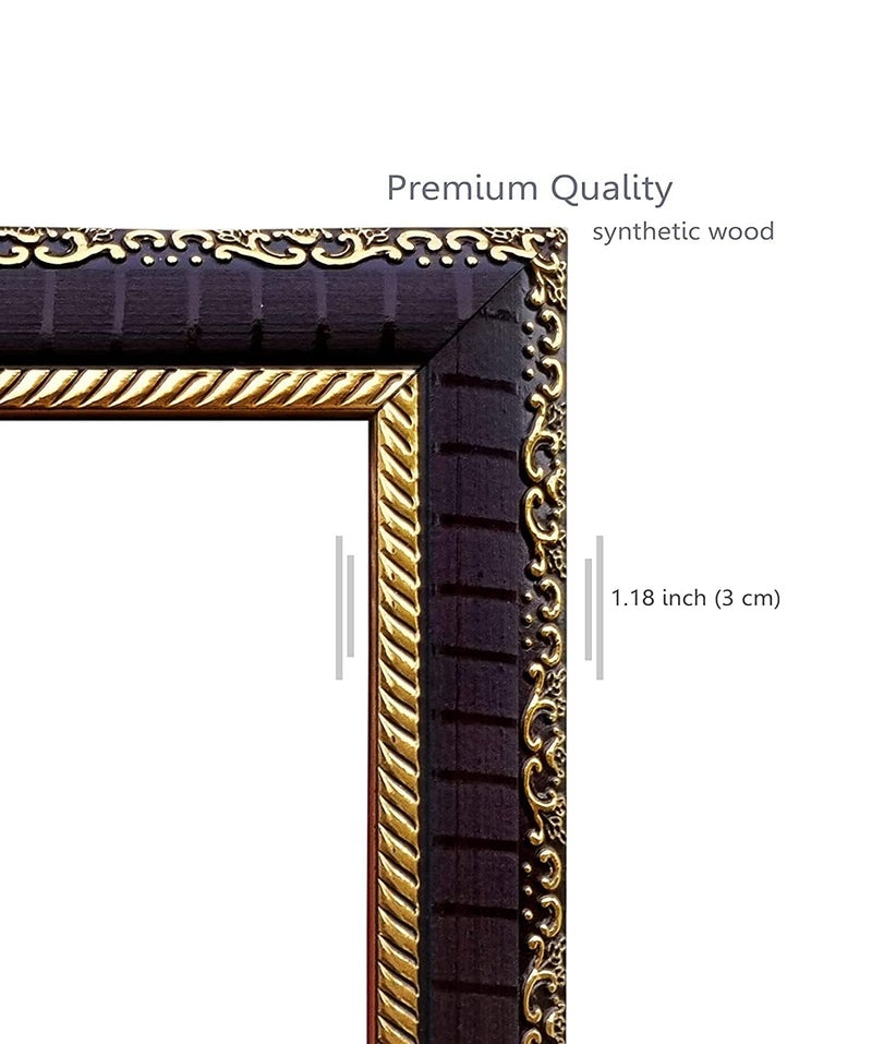 Khanna Khanna Saraswati Mata On Lotus With Sitar Photo Frame For Wall HangingGiftTemplePuja RoomHome Decor Golden Frame with Acrylic Sheet Glass For Worship  - Image 3