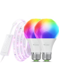 Nanoleaf Essentials Matter Bluetooth  Thread Smart LED A19 Lightbulb 2PK and Lightstrip 80 Smarter Kit 2m  RGB  Whites Controller App  Voice Control Works with Apple Home Google Home