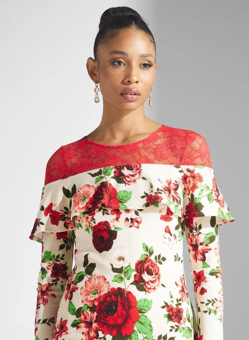 Golden Apple Floral Maxi Dress
