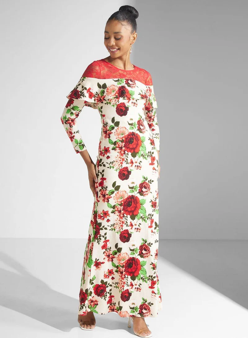 Golden Apple Floral Maxi Dress