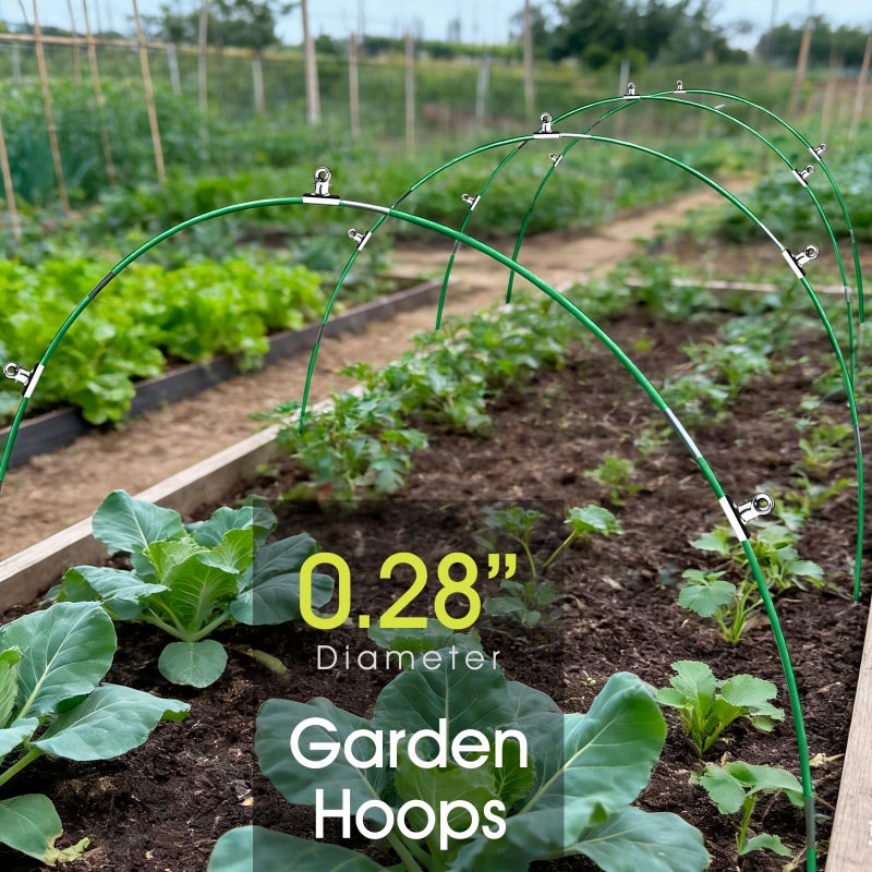 RIFNY 24 PCS Garden Hoops for Raised Beds, Greenhouse Hoops Kit Long Grow Tunnel for Row Cover, Rust-Free Fiberglass Garden Support Poles for Insect Mesh Netting Freeze Plant Cover (Green) - Image 2
