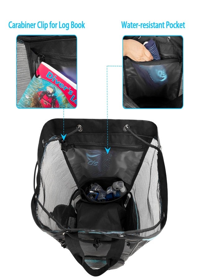 Fasrom Scuba Diving Bag, XL Mesh Dive Bag Backpack for Snorkeling Gear, Mask, Fins, Snorkel, with Shoe Compartment and Wet & Dry Separation, Black(Patent Design, Empty Bag Only) - Image 2