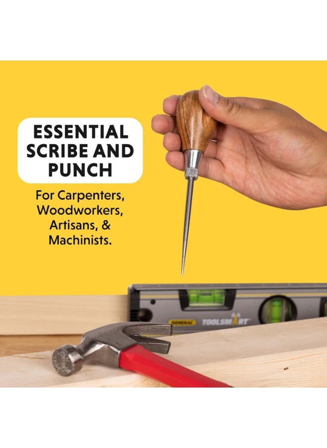 General Tools General Tools Scratch Awl Tool with Hardwood Handle - Scribe, Layout Work, & Piercing Wood - Alloy Steel  - Image 4