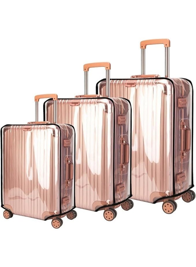 Sylqvxh 3 Pieces Thicken Clear Luggage Cover Protector, Transparent PVC Suitcase Covers for 20 24 28 inch luggage, Waterproof Dust-proof Anti-scratch Travel Sleeve Protector for Wheeled Luggage, Off - Image 1