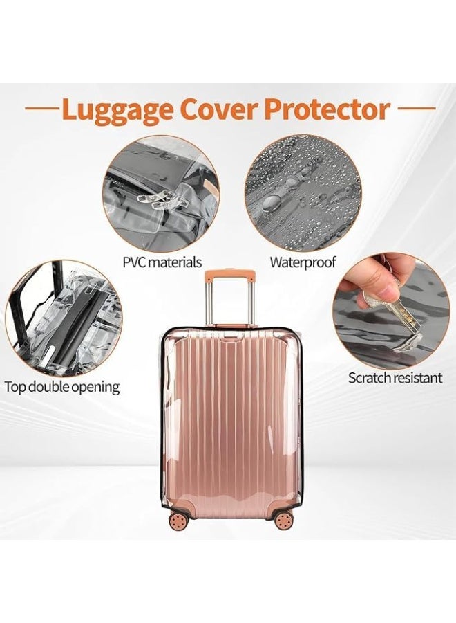 Sylqvxh 3 Pieces Thicken Clear Luggage Cover Protector, Transparent PVC Suitcase Covers for 20 24 28 inch luggage, Waterproof Dust-proof Anti-scratch Travel Sleeve Protector for Wheeled Luggage, Off - Image 4