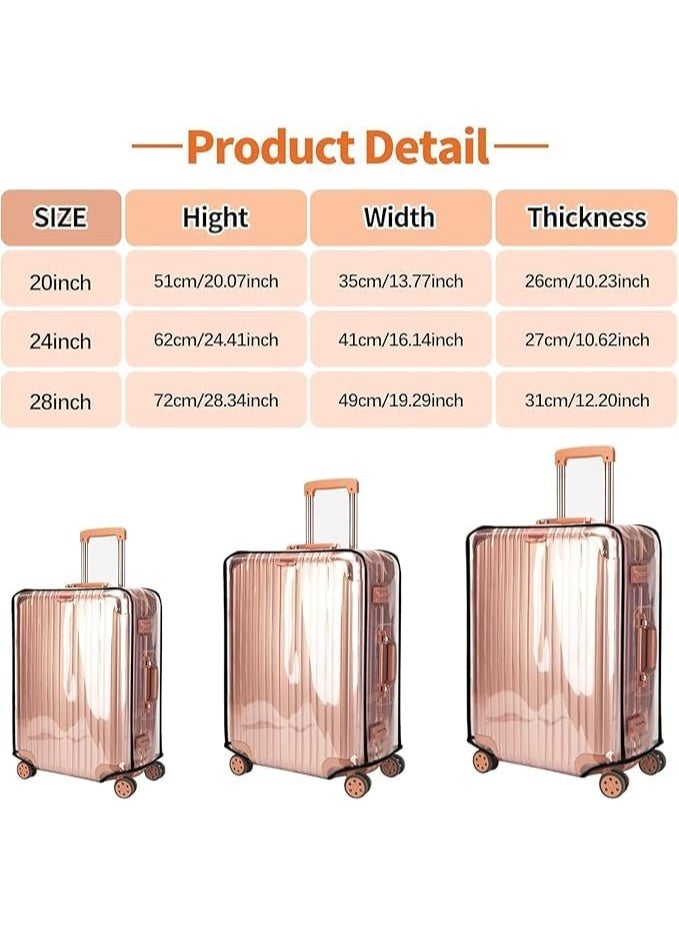 Sylqvxh 3 Pieces Thicken Clear Luggage Cover Protector, Transparent PVC Suitcase Covers for 20 24 28 inch luggage, Waterproof Dust-proof Anti-scratch Travel Sleeve Protector for Wheeled Luggage, Off - Image 3