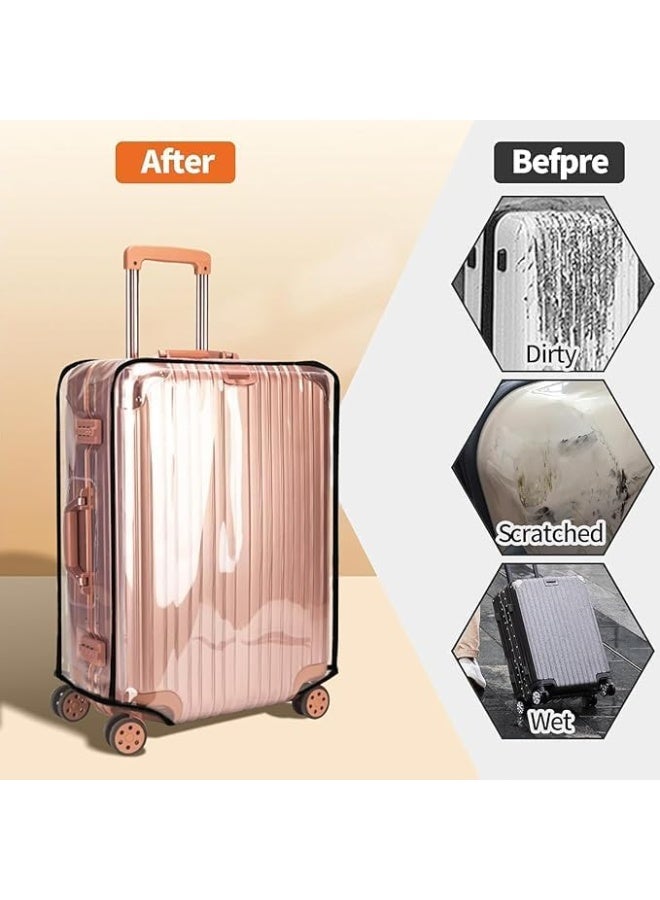 Sylqvxh 3 Pieces Thicken Clear Luggage Cover Protector, Transparent PVC Suitcase Covers for 20 24 28 inch luggage, Waterproof Dust-proof Anti-scratch Travel Sleeve Protector for Wheeled Luggage, Off - Image 5