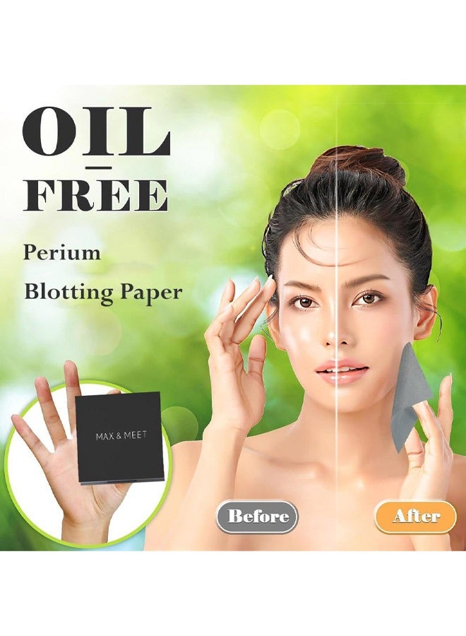 سيوسي 300 قطعة من ورق نشاف زيت الوجه، وأوراق نشاف زيت الكتان مع علبة مرآة وإسفنجة مسحوق للبشرة الدهنية، وأوراق الوجه للتحكم في الزيت، وأوراق ماصة للزيوت للعناية بالبشرة ومستلزمات السفر - Image 5