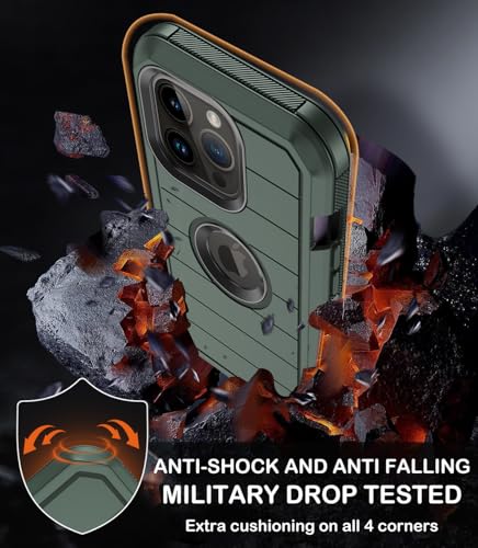 KECAI for iPhone 13 Pro Case with Belt Clip Holster & Kickstand,Built-in Screen Protector,Heavy Duty Shockproof Drop Protection Military Grade Full Body Rugged Phone Cover (6.1 Inch) (Dark Green) - Image 4