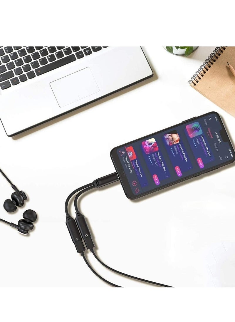 ELTRAZONE USB Type C to Dual USB C Female Audio Adapter & Charger Splitter - 2-in-1 Headphone & Charging Aux Cable for Samsung Galaxy S24/S24+/S24 Ultra/S23/S23+/S23 Ultra/S22 Ultra/S22+/S22 - Fast Charging & High-Quality Audio, Durable, Compact Design (Black) - Image 5