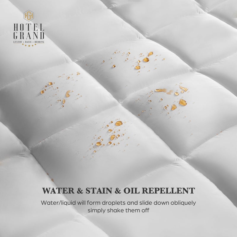 Hotel Grand Pillow Top Mattress Topper Queen Size - Waterproof Mattress Protector Quilted Fitted Mattress Pad Cover with 8-20 Inch Deep Pocket Down Alternative Fill (60x80 inch, White) - Image 2