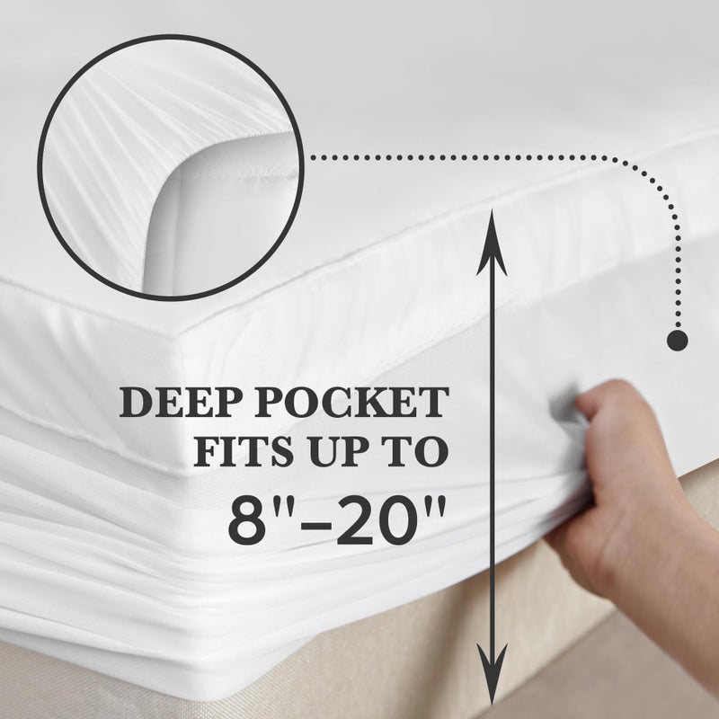 Hotel Grand Pillow Top Mattress Topper Queen Size - Waterproof Mattress Protector Quilted Fitted Mattress Pad Cover with 8-20 Inch Deep Pocket Down Alternative Fill (60x80 inch, White) - Image 5
