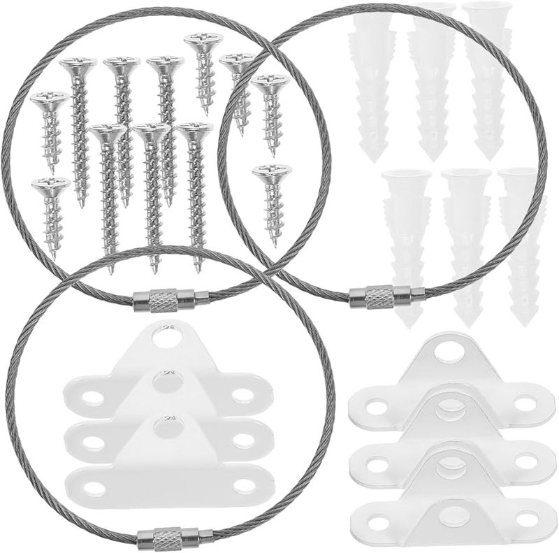 3 Sets White Stainless Steel Furniture Safety Straps Anti Tip Anchors for Cabinets Dressers - Image 1