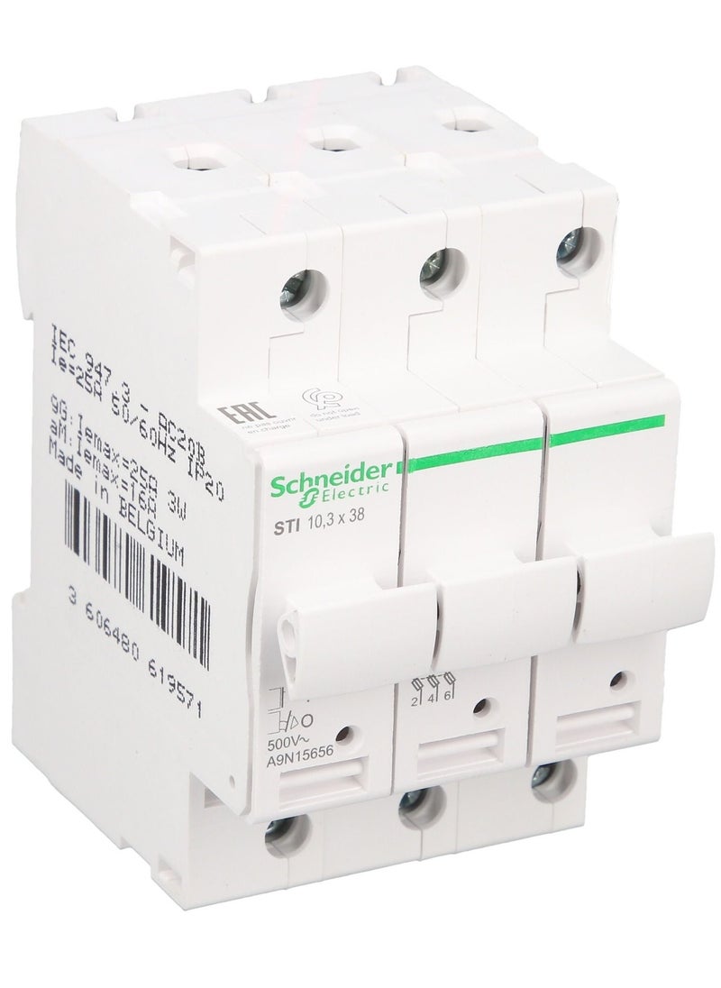 Schneider Electric Schneider Breaker Acti9 STI Acti 9  Fuse-Disconnector STI  3 poles  25 A  for Fuse 10.3 x 38 mm A9N15656  - Image 2
