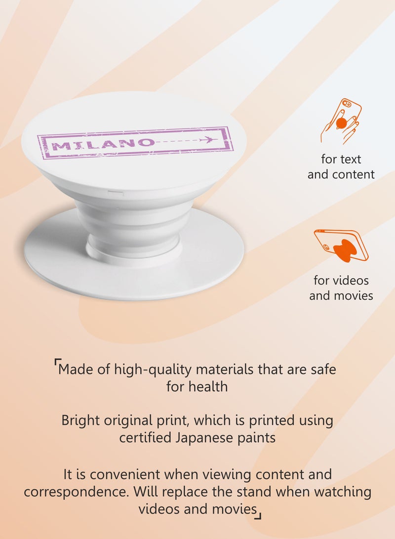 MOBILIUS PopGrip - Expanding Stand and Grip Made, with Plant Based Materials (Top Not Replaceable) for Smartphones and Tablets, print Ticket to Milan - Image 3