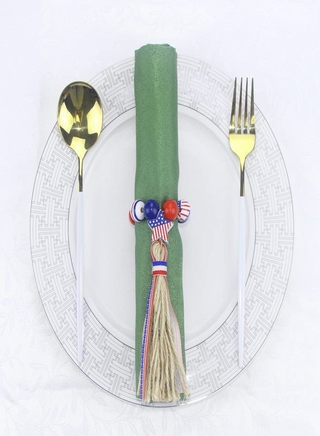 APTWOW 4th of July Patriotic Napkin Rings Set of 6, Wooden Bead Napkin Holder for 250th Anniversary Independence Day Napkin Ring America Napkin Ring for Dining Table Decor - Image 2