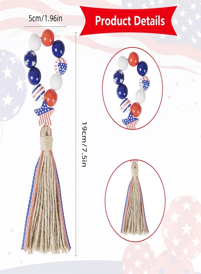 APTWOW 4th of July Patriotic Napkin Rings Set of 6, Wooden Bead Napkin Holder for 250th Anniversary Independence Day Napkin Ring America Napkin Ring for Dining Table Decor - Image 3