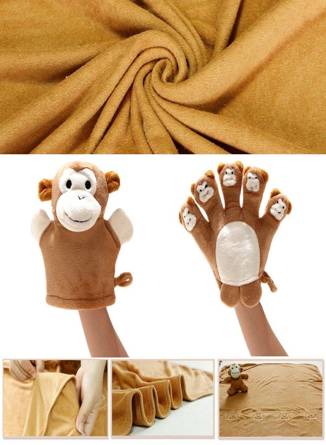 CONNECTWIDE Premium Extra Soft Cartoon Animal Shape Hooded Bamboo Baby Bath Towel Set Baby Shower Gift Set (4 Pcs Set) (Beige) - Image 4