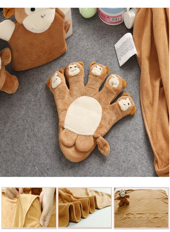 CONNECTWIDE Premium Extra Soft Cartoon Animal Shape Hooded Bamboo Baby Bath Towel Set Baby Shower Gift Set (4 Pcs Set) (Beige) - Image 3