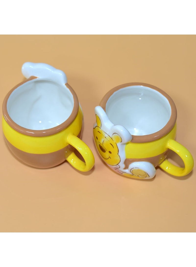 ديزني طقم أكواب سيراميك ويني ذا بوه آند تيجر – تصميم وعاء العسل، كوبان قهوة وشاي سعة 475 مل، أدوات شرب عالية الجودة قابلة للتجميع، طقم هدايا للأطفال والكبار - Image 3