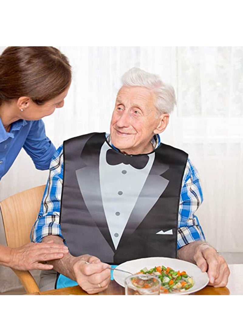 SYOSI Adult Bibs, Waterproof Bandana Elderly Bib, Washable And Reusable Adjustable Protector Bibs, Bow Tie Design, Suit Adult Bibs for Men & Women for Eating- 1 Pcs  - Image 2